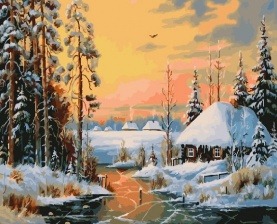 Картина по номерам Paintboy GX 24759 Зима в деревушке 40x50 см