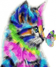 Картина по номерам Paintboy GX 31326 Цветная бабочка и котенок 40x50 см