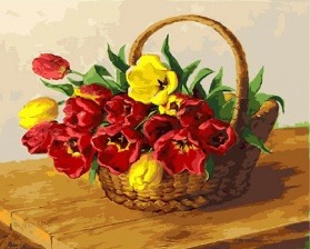 Картина по номерам Paintboy GX 4414 Корзинка тюльпанов 40x50 см