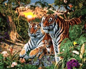 Картина по номерам Paintboy GX 7861 Семейство тигров 40x50 см