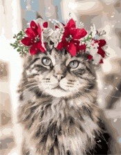Картина по номерам Paintboy PK 49005 Новогодний кот 40x50 см