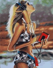 Картина по номерам Paintboy PK 38016 Девушка с плеером 40x50 см