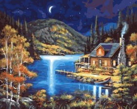Картина по номерам Paintboy GX 22375 Месяц над озером 40x50 см