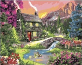Картина по номерам Paintboy GX 30543 Рассвет у домика в предгорье 40х50 см