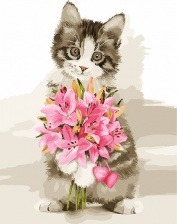 Картина по номерам Paintboy GX 31482 Котёнок и лилии 40x50 см