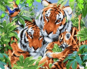 Картина по номерам Paintboy PK 35002 Семейство тигров 40x50 см
