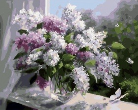 Картина по номерам Paintboy GX 29496 Бабочки у букета сирени 40x50 см