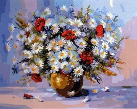 Картина по номерам Paintboy GX 4103 Букет из ромашек и маков 40x50 см