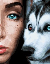 Картина по номерам Paintboy GX 32383 Девушка и хаски 40х50 см