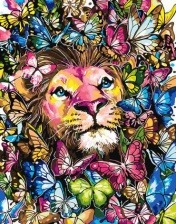 Картина по номерам Paintboy GX 32452 Лев и бабочки 40x50 см