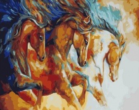 Картина по номерам Paintboy GX 32631 Тройка ретивых лошадей 40x50 см