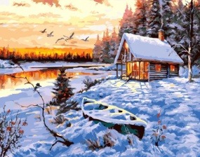Картина по номерам Paintboy GX 32278 Домик рыбака зимой 40х50 см