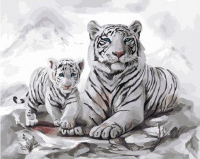 Картина по номерам Paintboy GX 32841 Белая тигрица и тигренок 40x50 см