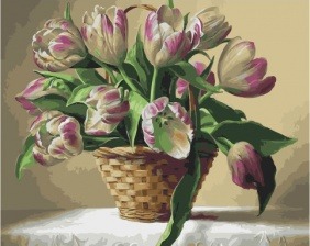 Картина по номерам Paintboy GX 34018 Корзина тюльпанов 40x50 см