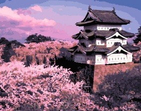 Картина по номерам Paintboy GX 30045 Пагоды и сакура 40x50 см