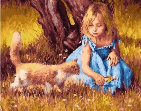 Картина по номерам Paintboy GX 27398 Девочка с котенком 40x50 см