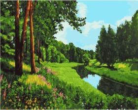 Картина по номерам Paintboy GX 28500 Тихая речка в лесу 40x50 см