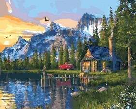 Картина по номерам Paintboy GX 32875 Выходные в лесном домике 40x50 см