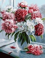 Картина по номерам Paintboy GX 9084 Пионы на окне 40x50 см