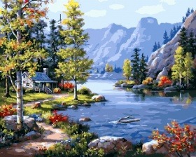 Картина по номерам Paintboy GX 3565 Домик у озера 40x50 см