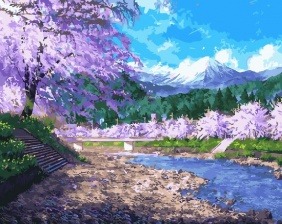 Картина по номерам Paintboy GX 27389 Сакура у реки 40x50 см