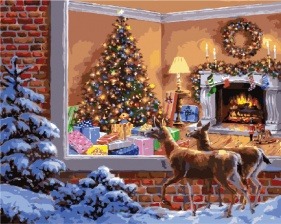 Картина по номерам Paintboy GX 8139 Оленята в Новый год 40x50 см