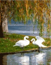 Картина по номерам Paintboy GX 34222 Лебеди под ивой 40x50 см