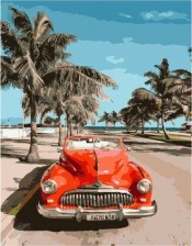 Картина по номерам Paintboy PK 48018 Красный авто и пальмы 40x50 см