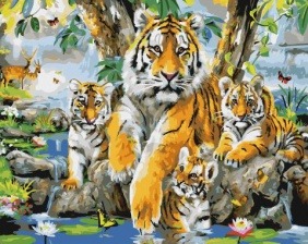 Картина по номерам Paintboy GX 32735 Тигриное семейство 40x50 см
