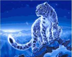 Картина по номерам Paintboy PK 41033 Семейство снежных барсов 40x50 см