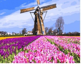 Картина по номерам Paintboy GX 29433 Тюльпаны и мельница 40x50 см