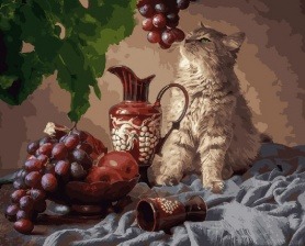 Картина по номерам Paintboy GX 27405 Кот и виноград 40x50 см