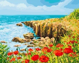 Картина по номерам GX 22954 Маковое поле у моря 40x50 см