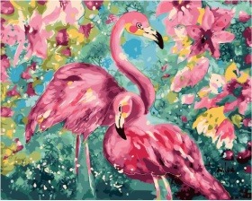 Картина по номерам Paintboy GX 33251 Фламинго в цветах 40x50 см
