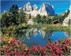 Картина по номерам Paintboy GX 27768 Горные цветы у озера 40x50 см