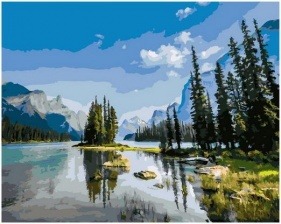 Картина по номерам Paintboy GX 36197 Речная гладь в горном лесу 40х50 см