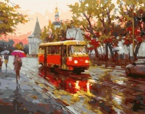 Картина по номерам Paintboy GX 31999 Трамвай под дождем 40x50 см