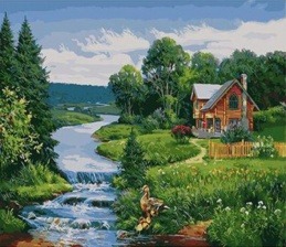 Картина по номерам Paintboy GX 4245 Домик у реки 40х50 см