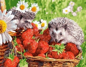 Картина по номерам Paintboy GX 27359 Ежики и клубника 40x50 см
