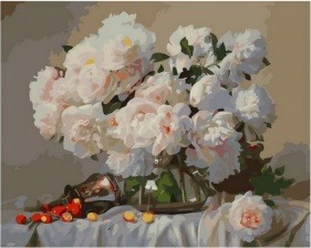 Картина по номерам Paintboy PK 68047 Нежный букет в стеклянной вазе 40х50 см