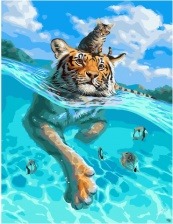 Картина по номерам Paintboy GX 30145 Путешествие кота и тигра 40x50 см