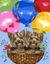 Картина по номерам Paintboy GX 23887 Щенки и воздушные шарики 40x50 см