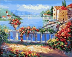 Картина по номерам Paintboy PK 45074 Цветочные клумбы у залива 40х50 см