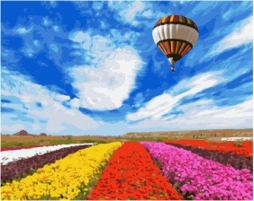 Картина по номерам Paintboy GX 34021 Воздушный шар над тюльпановым полем 40x50 см