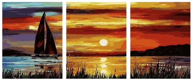 Картина по номерам ТРИПТИХ Paintboy PX 5101 Закат 3 шт. 40x50 см фото 1