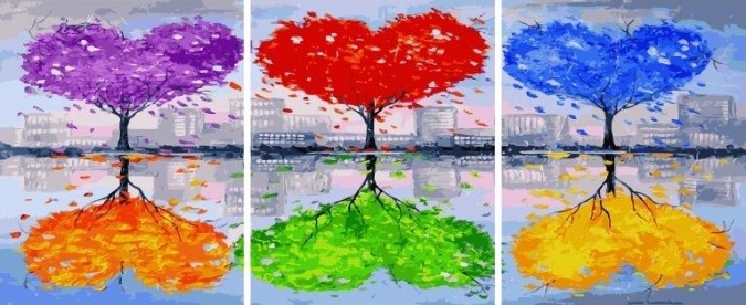 Картина по номерам ТРИПТИХ Paintboy PX 5312 Разноцветные деревья 3 шт. 40x50 см фото 1