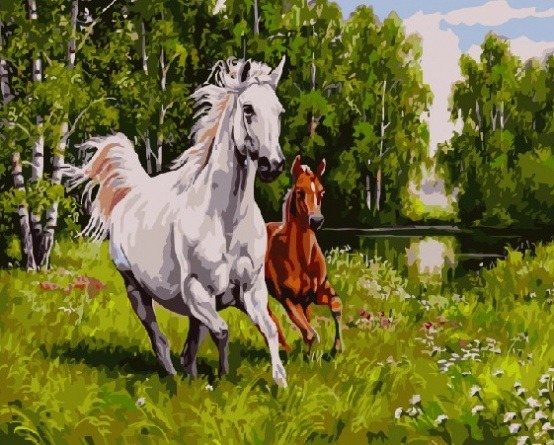 Картина по номерам Paintboy GX 9031 (GX 9964, GX 37040) Лошади на воле (Самарская Елена) 40х50 см фото 1