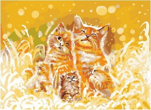 Картина по номерам PKC 76010 Счастье быть семьёй/ Коты (Логинова Аннет) 30х40 см фото 1