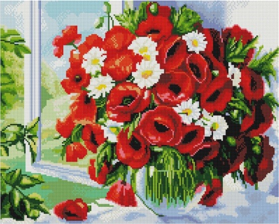 Алмазная мозаика GF 4127 Чарующий букет свежих маков 40x50 см фото 1