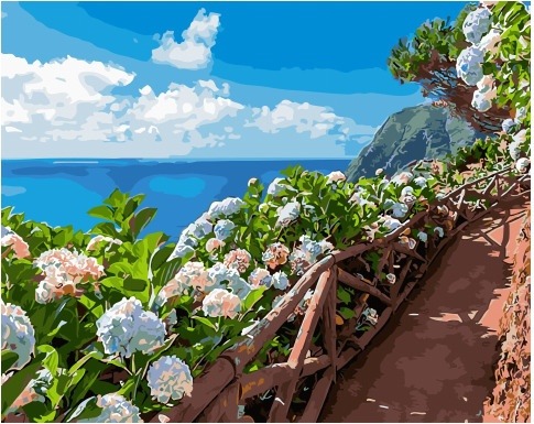 Картина по номерам Paintboy GX 34289 Цветочная тропа у моря 40x50 см фото 1